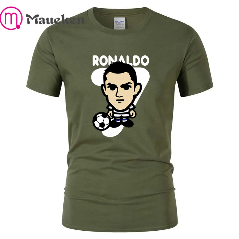 Криштиано Роналду cr7 мультфильм модная футболка хлопок короткий рукав Футболка для Фанаты Португалии подарок - Цвет: 1