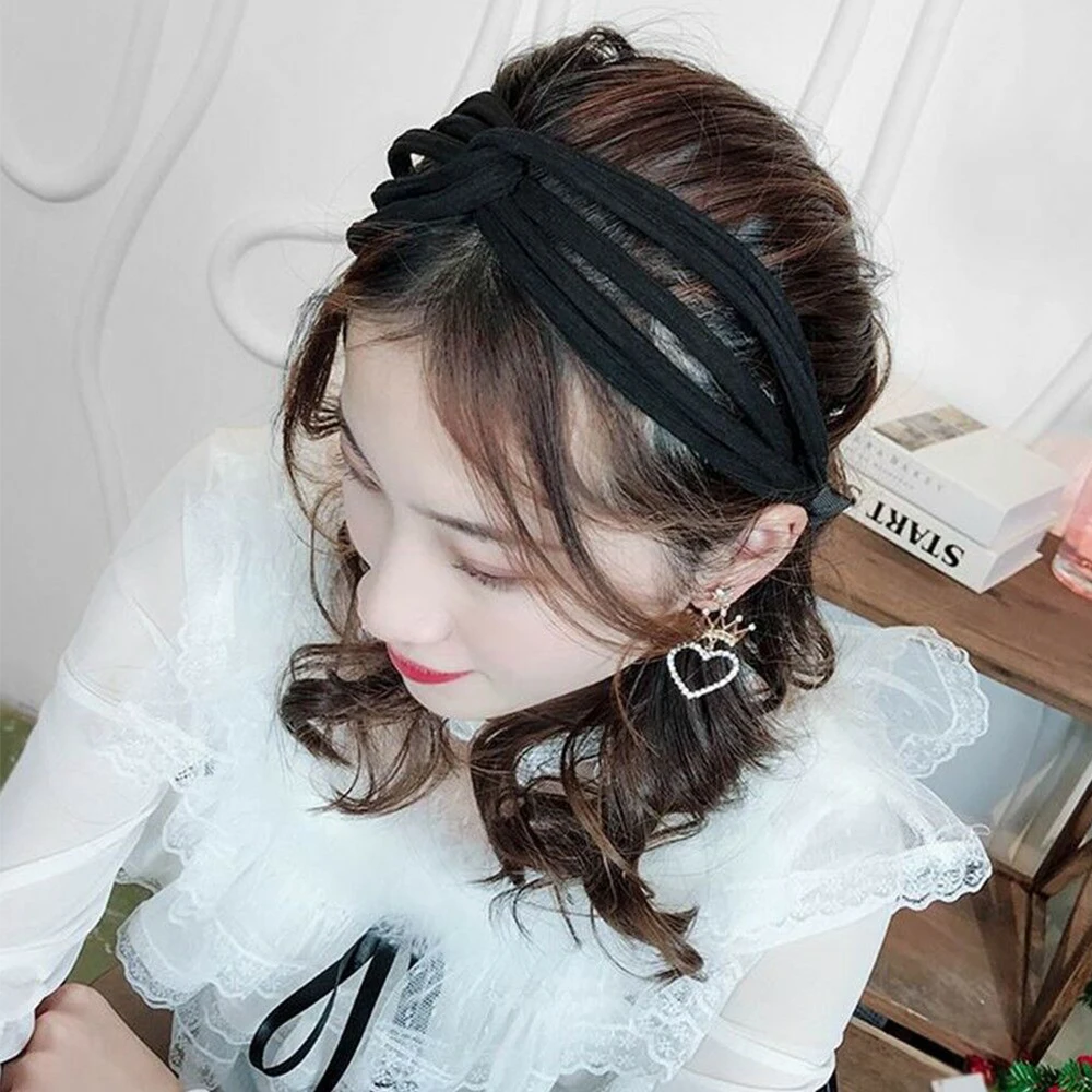 Модный женский точечный ободок с кроличьими ушками, тканевый большой бант, перекрестный широкий ободок для волос, милая Корейская повязка на голову, обруч, аксессуары для волос
