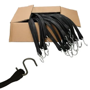 

2m Rubber Tarp Tie Straps Bungee Elastic Strong Hook Waterproof For Bike Car
