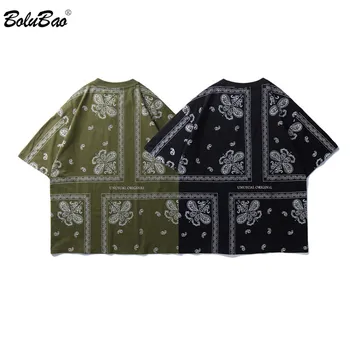 

BOLUBAO Men T Shirt Vintage Retro Street Hip Hop Oversize Short Sleeve Summer Cotton Harajuku Casual Loose Male T-Shirt