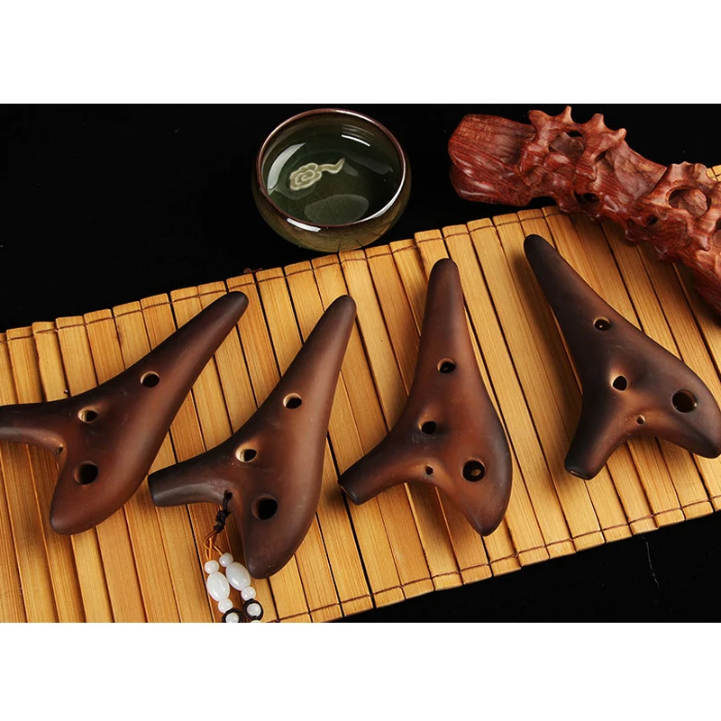 12 Hole Ocarina of Time Ceramic Top Quality Alto C Flute Brown Shape Ocarina Flute Wind Orff FLU05