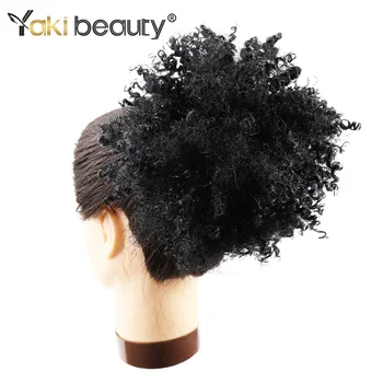 

YAKI BEAUTY Synthetic Chignon Short Hair Bun Drawstring Puff Clip Ponytail Mongolian Kinky Curly Natural Hair Extension