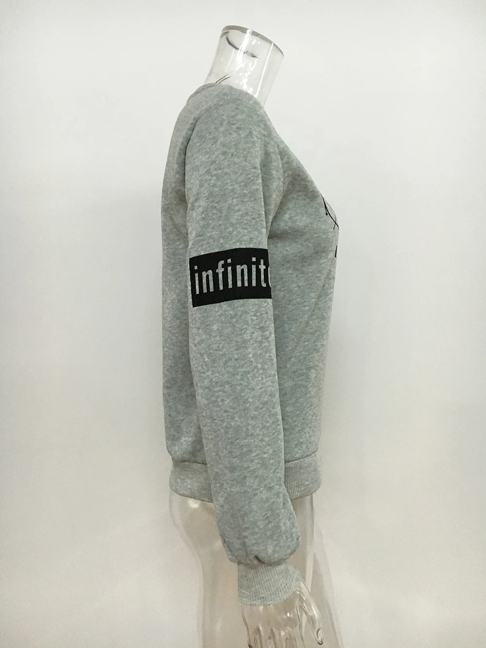 Толстовка с надписью "Infinite" кофты Для женщин Повседневное Kawaii Harajuku модные сапоги в панковском стиле, сапоги для девочек Костюмы европейские Топы в Корейском стиле