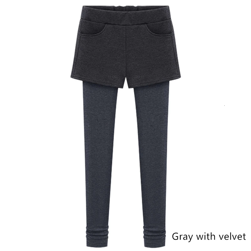 Gray with velvet Высокая талия, M-6XL размера плюс, теплые бархатные женские леггинсы, свободные, сексуальные, уличная одежда, длинные штаны для тренировок, пуш-ап, зима - Color: Gray with velvet