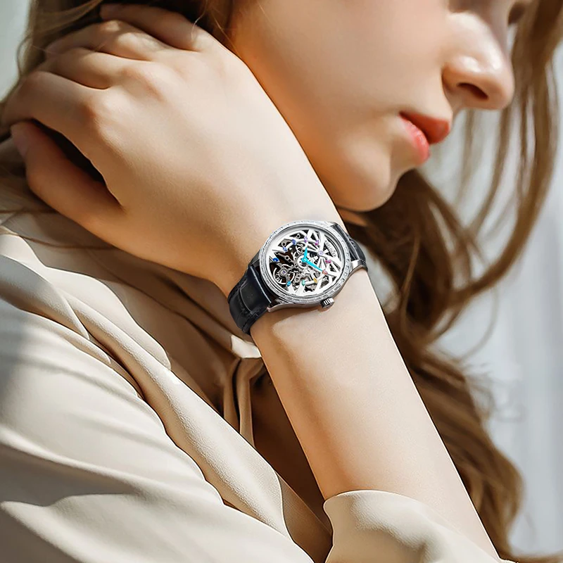 AGELOCER Original Schwarzwald Watch Women's Business Luxury Watch Skeleton Automatic Mechanical Watch Birthday Gift for Women 6