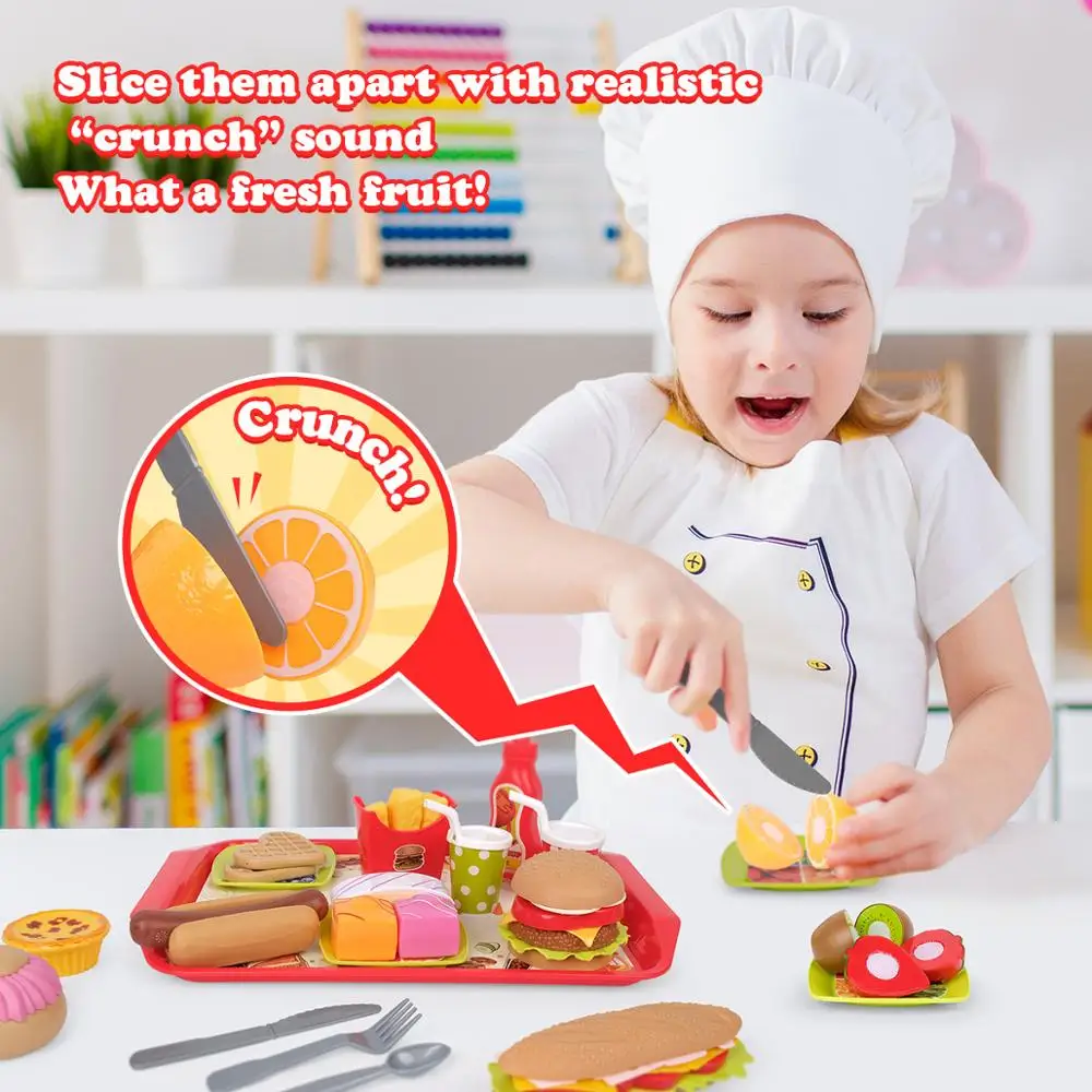 Set cheeseburger con patatine fritte, finto cibo finto per piccoli chef,  giocattoli da cucina per bambini, set di cibo da gioco, ristorante da  gioco, divertimento in cucina, regalo per bambini 