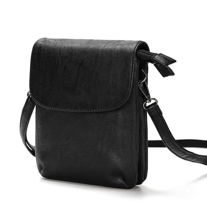 

New Men's Business Leather Mini Crossbody Bags Portable European Style Male Single Shoulder Crossbody Bag Black