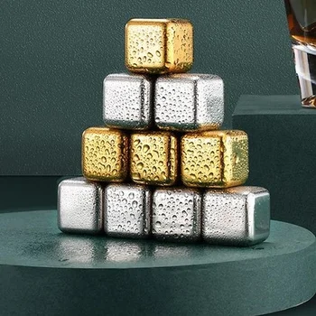 

304 Stainless Steel Ice Cube Nordic Gold Silver Metal Ice Grain Ice Ball Ice Whiskey Quick-frozen Beverage Wine Wine Set