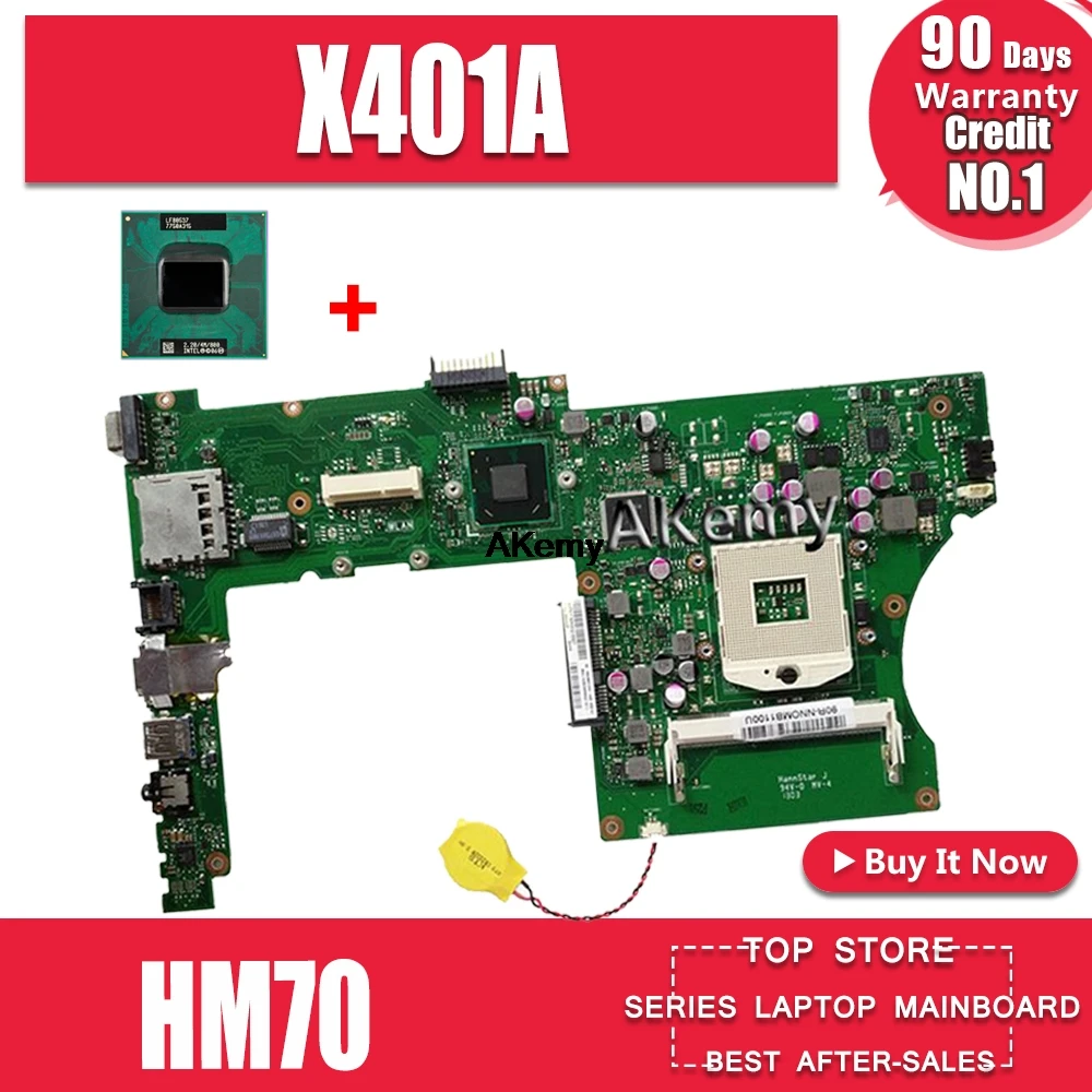 FidgetFidget for ASUS X401A Laptop Motherboard REV2 .0 SJTNV HM70 Mainboard 60-N30MB1103-A06