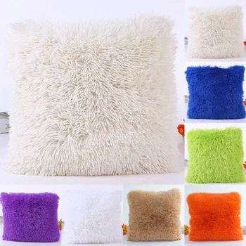 

New Fashion Fluffy Soft Plush Square Pillow Cushion Case Room Sofa Waist Throw Cushion Cover