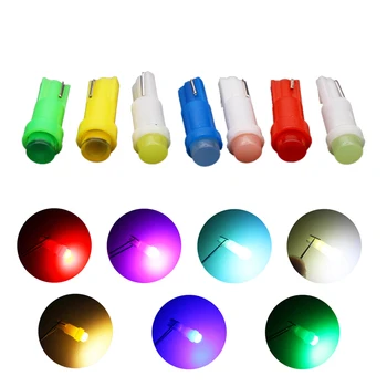 

10PCS T5 5050 1SMD Dashboard Warning Indicator Instrument Gauge Lamp Ceramic Led Wedge Car Auto Lights Bulb 12V White Red Yellow