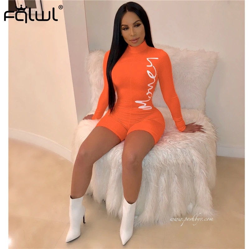 FQLWL Letter Print Black Summer Romper Biker Ladies Short Jumpsuit Female Long Sleeve Sexy Bodycon Jumpsuits Women Playsuit 2020 FQLWL Letter Print Black Summer Romper Biker Ladies Short Jumpsuit Female Long Sleeve Sexy Bodycon Jumpsuits Women Playsuit 2020