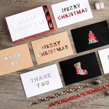 

Greeting Card Set bentotohouse Creative Christmas Blessing Series Mini Card Washi Tape 3 Involved in 6-