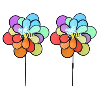 

2pcs Wind Mill Cartoon Insect Pattern Creative Colorful Pinwheel Wind Spinner Windmill Ornament For Garden Outdoors