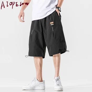 

AIOPESON New Summer Short Men Clothing Fashion Solid Color Loose Cargo Shorts Men Casual Breathable Pocket Short Men Knee Length