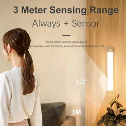 New Human Body Induction LED Night Light Built-in Sensor Cupboard Light Lamp Cabinet Light Bedside Bedroom Rechargeable Light