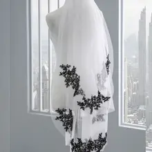 Готическая короткая черная аппликация кружевная кромка 3" кончик пальцев свадебная фата Фата невесты