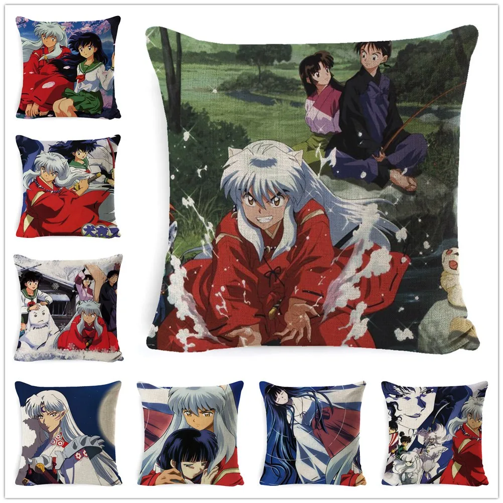 Аниме Манга Inuyasha хлопковая льняная Подушка Чехол размером 45*45 см подушка чехол