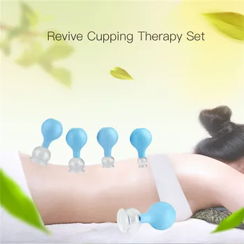 

5Pcs/Set Body Suction Cups Jar Vacuum Cupping Cups Rubber Head Glass Suction Family Medical Chinese Therapy Back Body Massage