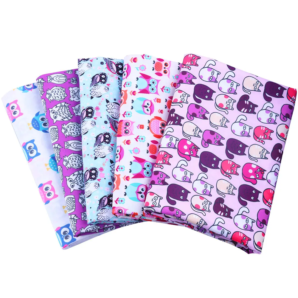

50*140CM owl pattern Polyester cotton Fabric Patchwor Printed for Tissue Kids Home Textile for Sewing Doll Dress Curtain