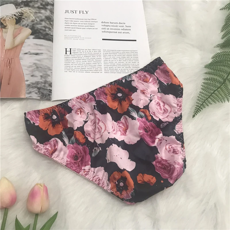 Gay Underwear Men Briefs Shorts Cueca Silk Flower Panties Man Flower Ultra-thin Seamless Sissy Underpants Plus Size M-4XL 6