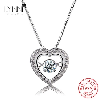 

New Fashion Rotatable Dance Rhinestone Heart Pendant Necklace 925 Sterling Silver Love Lock Zircon Necklaces Women Jewelry Gift