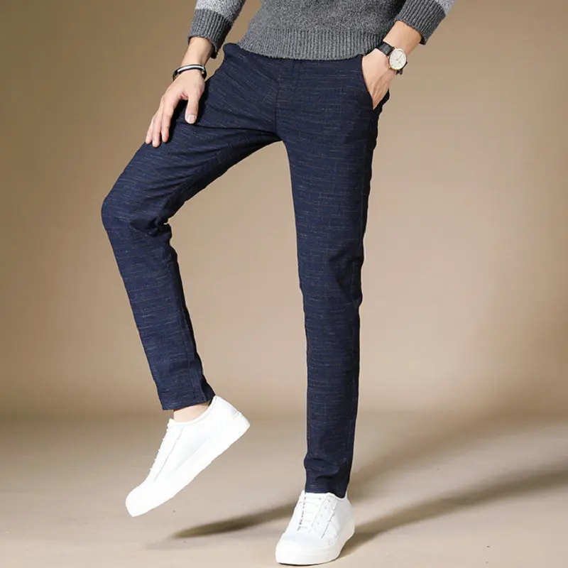 Горячее предложение Новые Классические деловые мужские брюки повседневные хлопковые смешанные прямые мужские брюки узкие мужские брюки