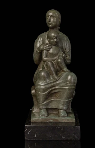 S07109 Abstract Art Sculpture Bronze Copper Marble Mother and Child Son Statue Figurine | Дом и сад