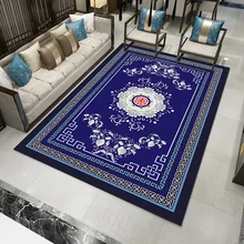 Китайский ковер для гостиной, спальни, кабинета, покрытый традиционным стилем, синий и белый ковер с фарфоровым узором, большая площадь покрыта