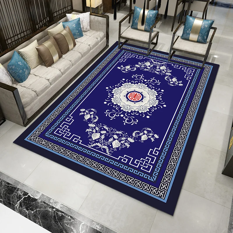 

New Chinese carpet living room bedroom study covered with traditional style blue and white porcelain carpet large area covered