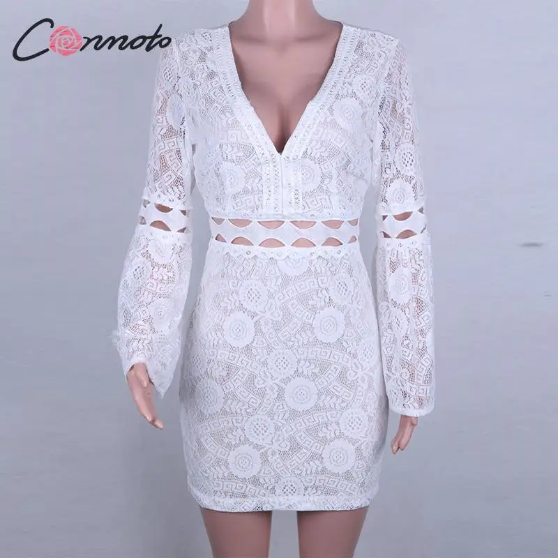 Conmoto кружевное элегантное вечернее платье для женщин 2019 белое сексуальное
