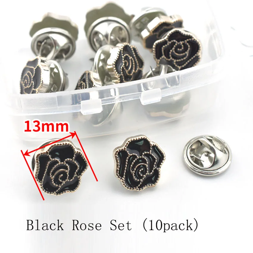 black Rose Брошь фиксированная одежда рубашка с вырезом аксессуары брошь на воротник(10 шт - Цвет: black Rose