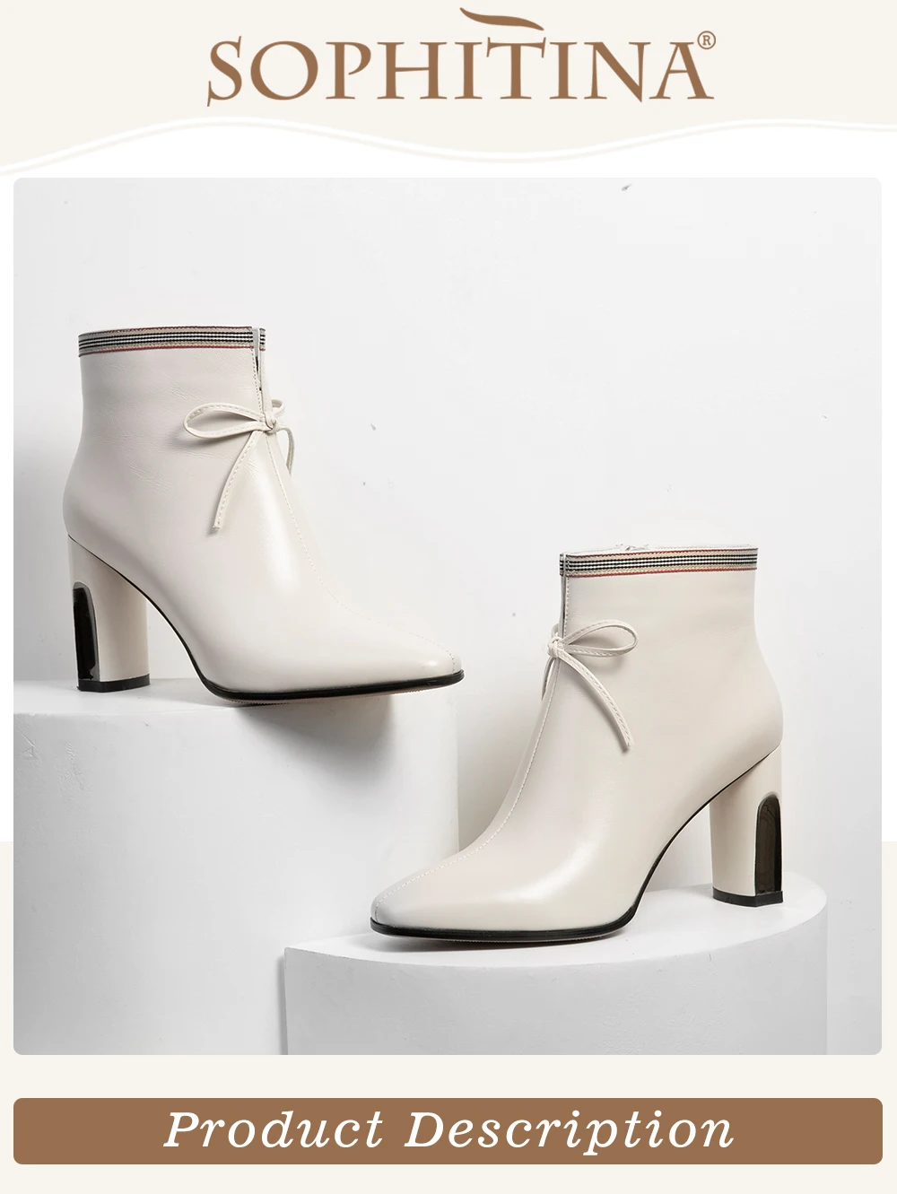SOPHITINA/стильные женские ботинки; Повседневная обувь без шнуровки из натуральной кожи на квадратном каблуке; зимние женские ботинки на очень высоком каблуке; MO350