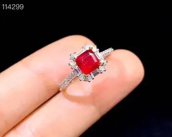 

Myanmar 925 silve Natural Ruby Gemstone Ring Women Fine Jewelry 5mm