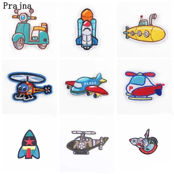 

Prajna Embroidery Patch Cartoon Car Plane Iron On Patches on clothes sewing Patch For Clothing DIY Rocket Applique Accessories