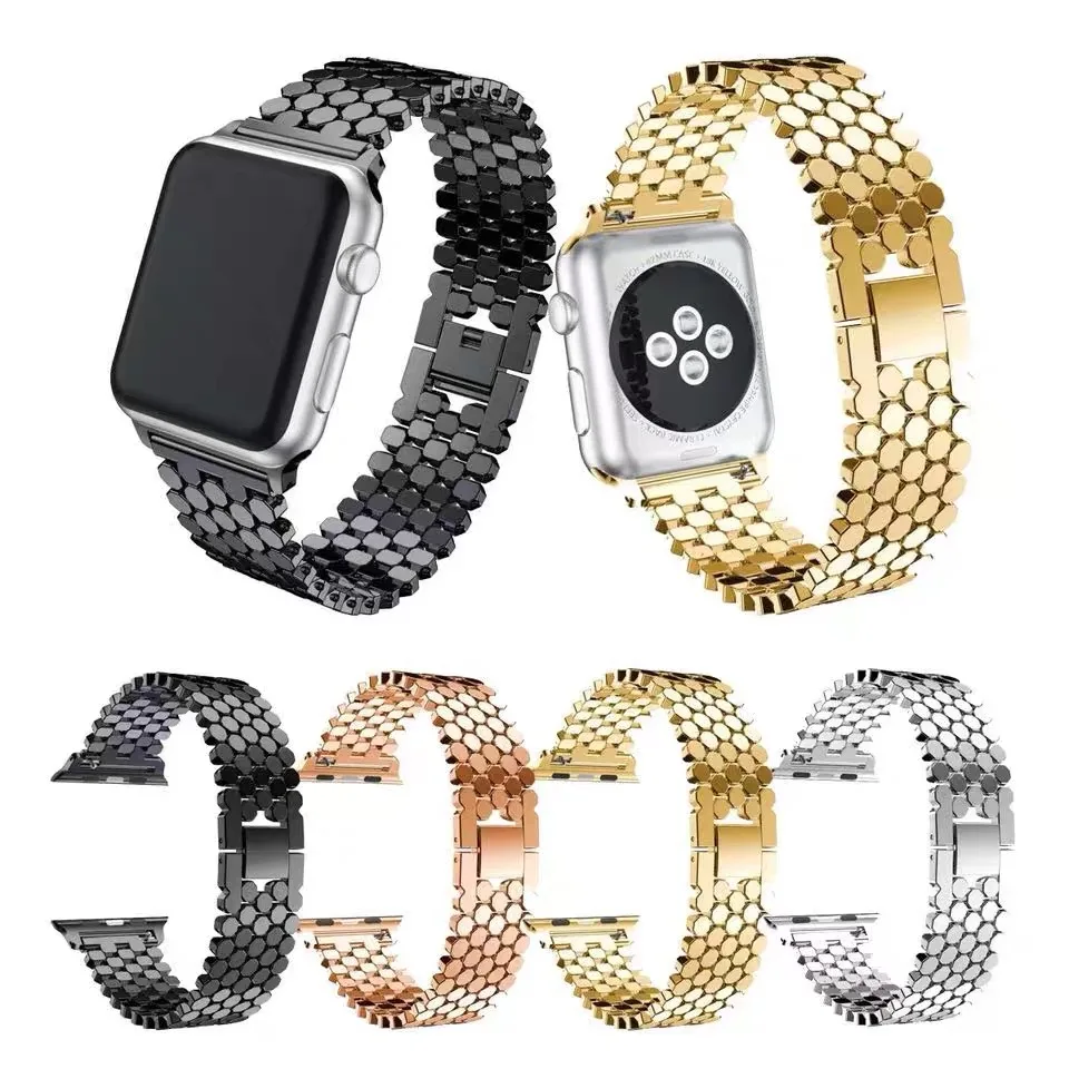 ICHTHYOID ремешок для часов Apple watch 1/2/3/4/5 поколение металла нержавеющая сталь 38mm40mm42mm44mm аксессуары часов|Ремешки