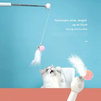 

Pet Cat Laser Light Toy Kitten Interactive Toy Flexible Cat Stick Feather Toy Telescopic Tease Cat Stick Laser Pen Pet Supplies
