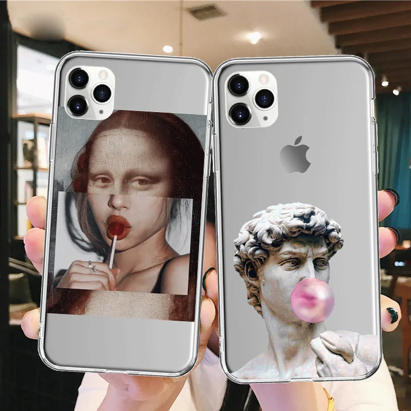 Прозрачный чехол Ottwn с рисунком маслом для телефона iPhone 11 Pro Max X 7 8 6S Plus XR XS 12