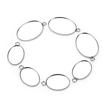 

20Pcs/lot 13X18mm/18X25mm Stainless Steel Oval Shaped Pendant Cabochon Base Setting With Loops Blank DIY Jewelry Bezel Trays