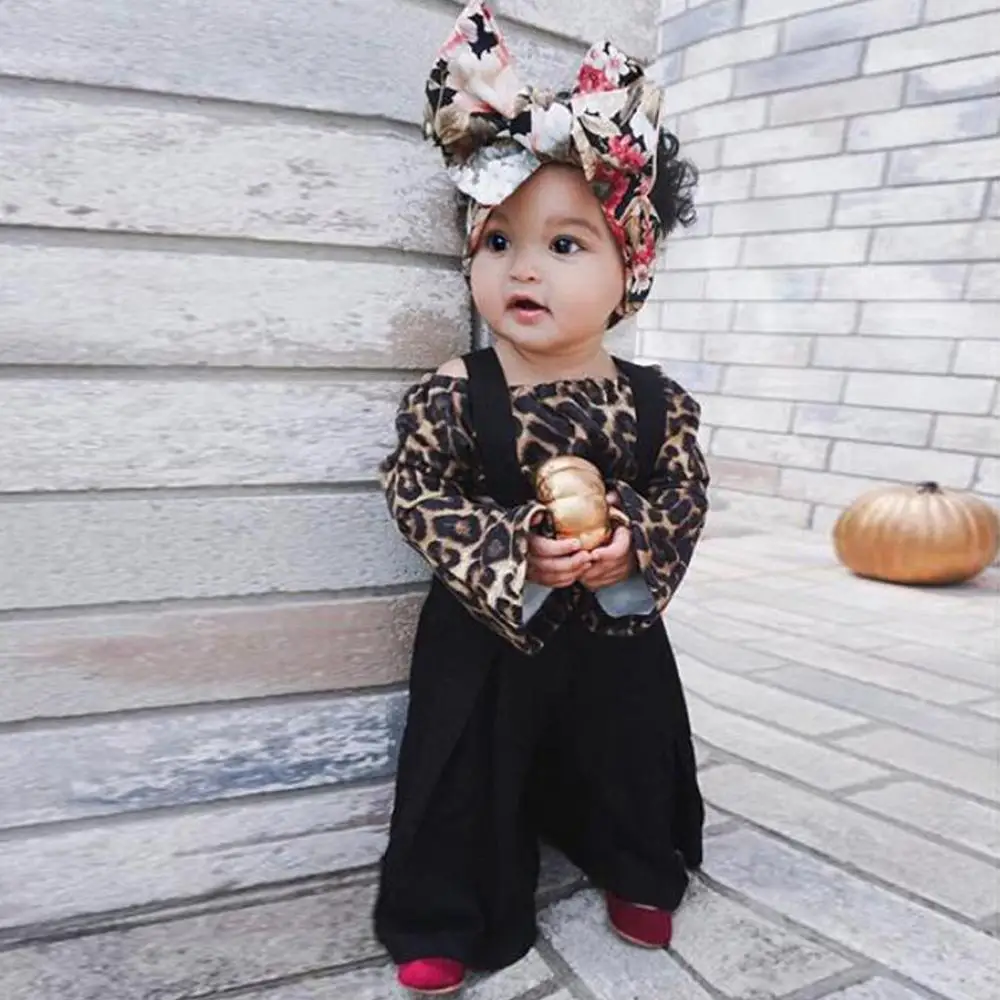 

2019 New Autumn Winter Fashion Kids Baby Girls Clothes Leopard Print Tops + Pant Outfits Set