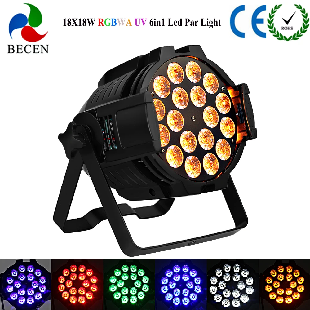 Не взимается 18x18 Вт RGBWA УФ 6in1 Led Par огни 25 градусов свадьбы Рождества 6/9CH