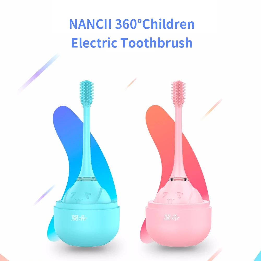 

Children Electric Toothbrush Wirelss Charging Food-grade Silicone IPX6 Water Resistant for 2-7 Years Old Soft Brush Heads
