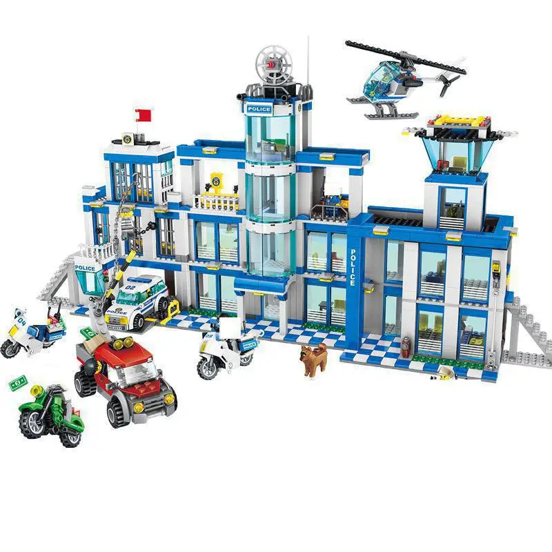 

QL0200 1397pcs city series police station car helicopter motorcycle building block Toy