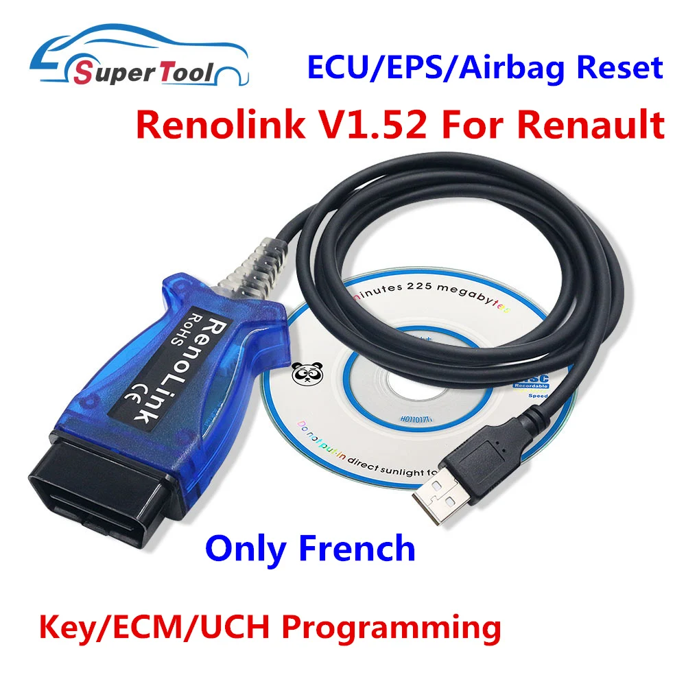 

For Renault Renolink OBD2 ECU Programmer V1.52 Reno Link USB Diagnostic Cable For Renault ECU/Key Programming Airbag Reset