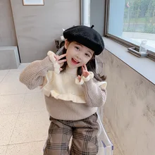 

Fashion Baby Girls Knitting Winter Warm Spring Children's Sweater Kids Plus Velvet Tops Thicken Bottoming High Quality