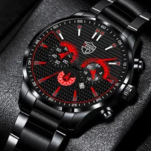 

2022 Fashion Mens Sports Watches for Men Clock Luxury Stainless Steel Quartz Wrist Watch Man Business Casual Leather Strap Watch