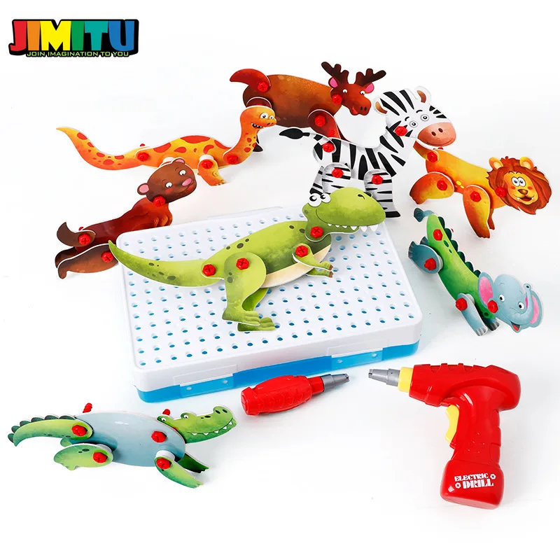 Детская забавная электрическая дрель-головоломка, игрушки для разборки винтовой гайки, Комбинированные игрушки