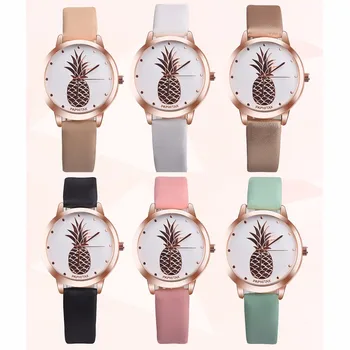 

NO.2 Pineapple Faux Leather Analog Quartz Watch relgio feminino Special creative leather ladies watches 2019