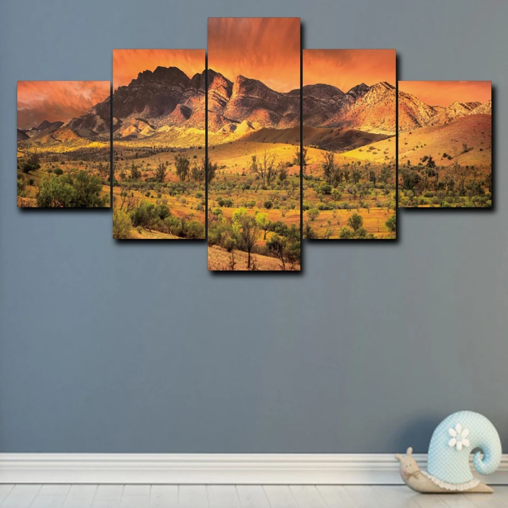 

Laeacco Canvas 5 Panel Paintings Calligraphy Tropical Desert Beauty Home Decor Wall Art Pictures Living Room Posters and Prints
