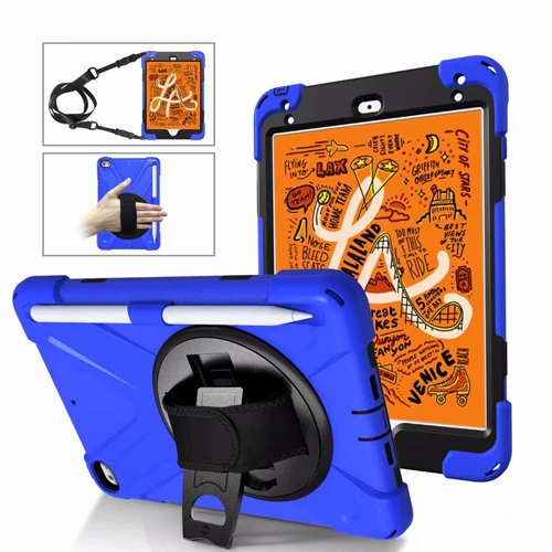 

Tablet Case For iPad Mini 5 Cover Fashion Heavy Duty Shockproof Protective Skin Build in Kickstand Sleeve with Shoulder Strap